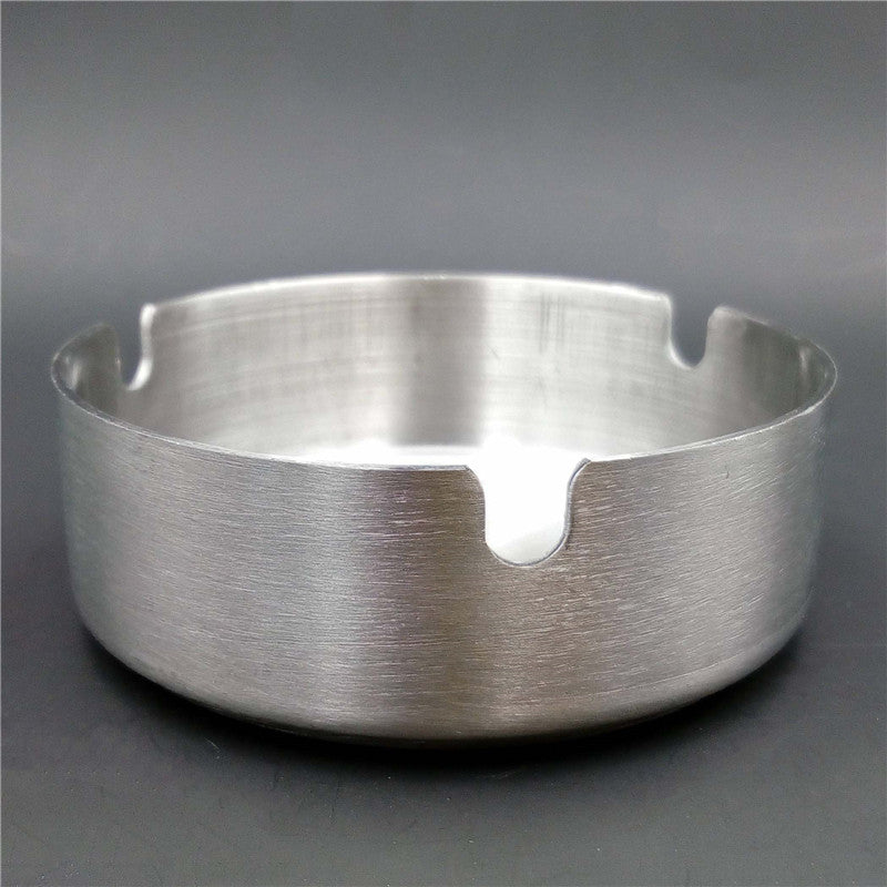Stainless Steel Round Cigarette Ashtray 8cm 12cm Dia Silver Tone Zippo Choice Collection 1 pcs